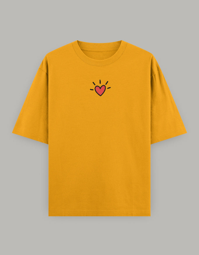 Pure Heart Embroidered Oversized Tee t-shirt oversized fit cotton fabric heavyweight fabric embroidered design detail view by HAViT Apparel