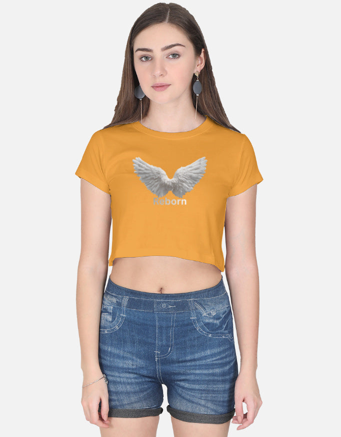 Reborn Angel Crop Top cotton fabric heavyweight fabric detail view by HAViT Apparel