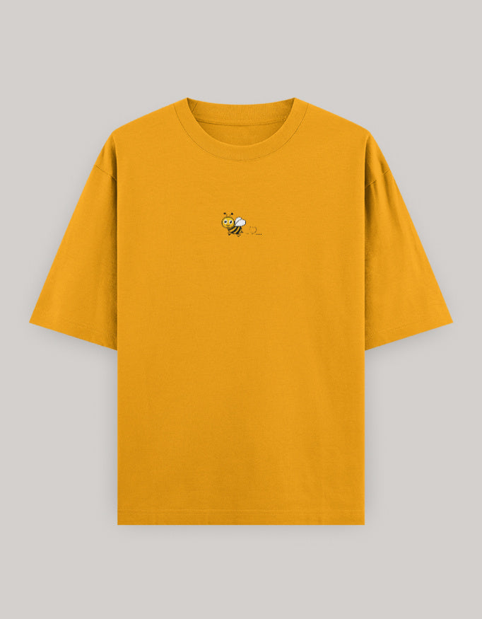 Sweet Sting Embroidered Oversized Women’s Tee t-shirt oversized fit cotton fabric heavyweight fabric embroidered design detail view by HAViT Apparel