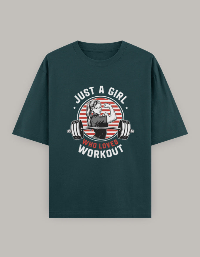 Girl Power Oversized Workout Tee t-shirt oversized fit detail view by HAViT Apparel