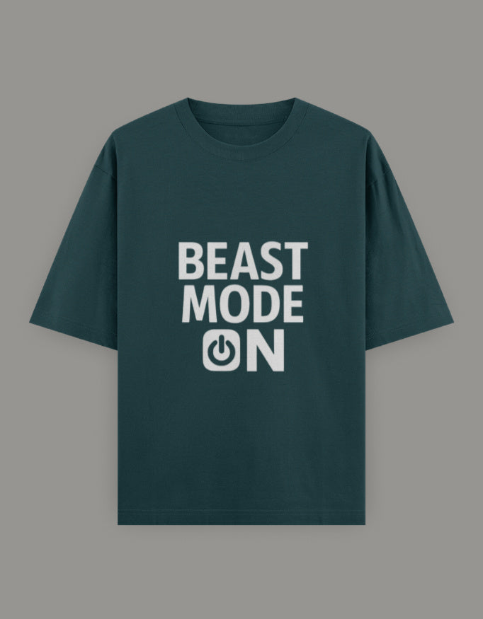 Bold Beast Mode Classic Oversize tee t-shirt oversized fit printed design detail view by HAViT Apparel