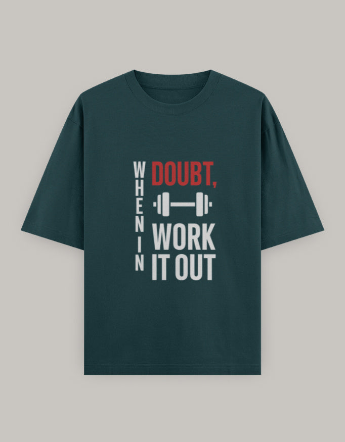 Work It Out Classic Oversized Fit t-shirt oversized fit detail view by HAViT Apparel