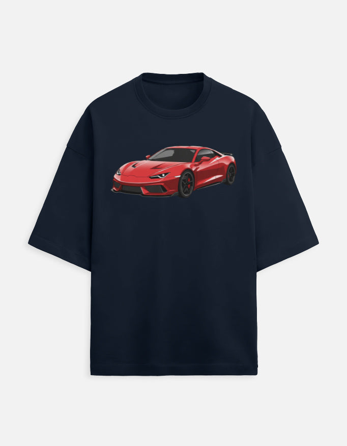 Scarlet Velocity Oversized Terry Tshirt oversized fit cotton fabric heavyweight fabric graphic print printed design detail view by HAViT Apparel