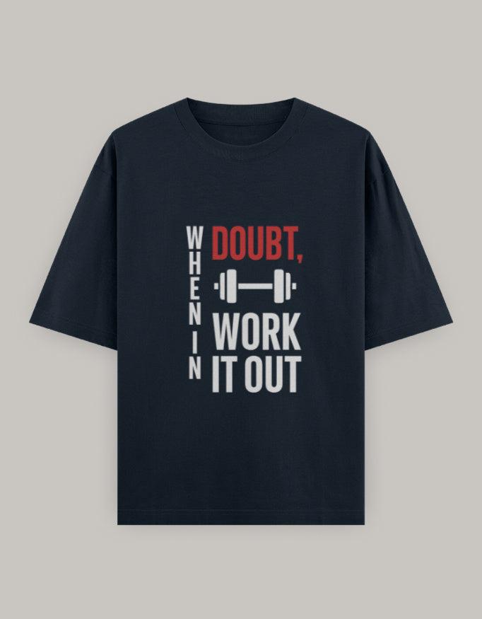 Work It Out Classic Oversized Fit t-shirt oversized fit detail view by HAViT Apparel
