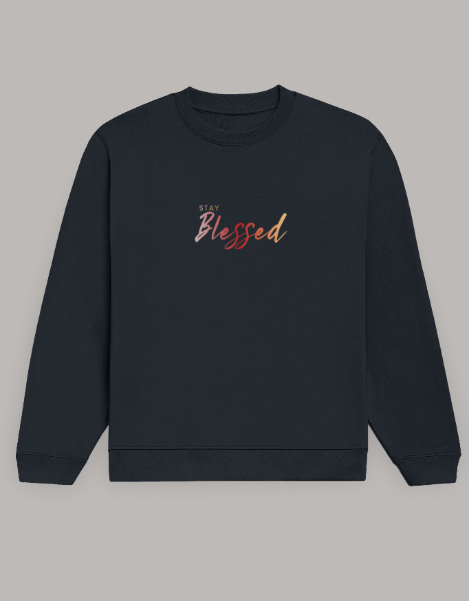 Blessed Vibes Sweatshirt sweatshirt regular fit cotton fabric heavyweight fabric detail view by HAViT Apparel