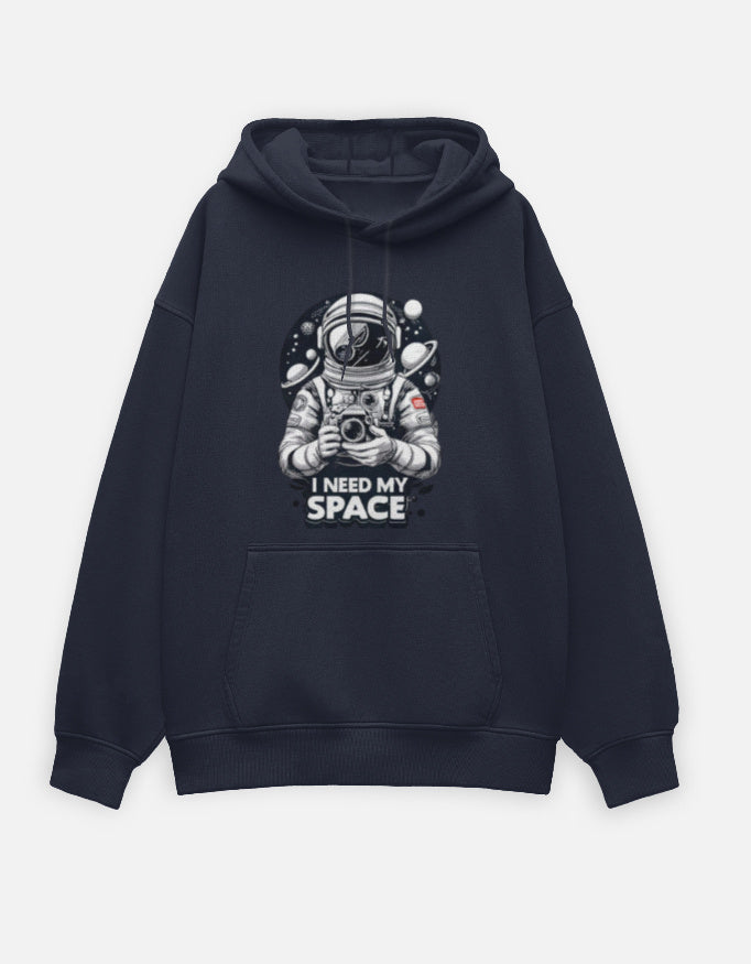 I Need My Space- Oversized Hoodie hoodie oversized fit cotton fabric heavyweight fabric detail view by HAViT Apparel