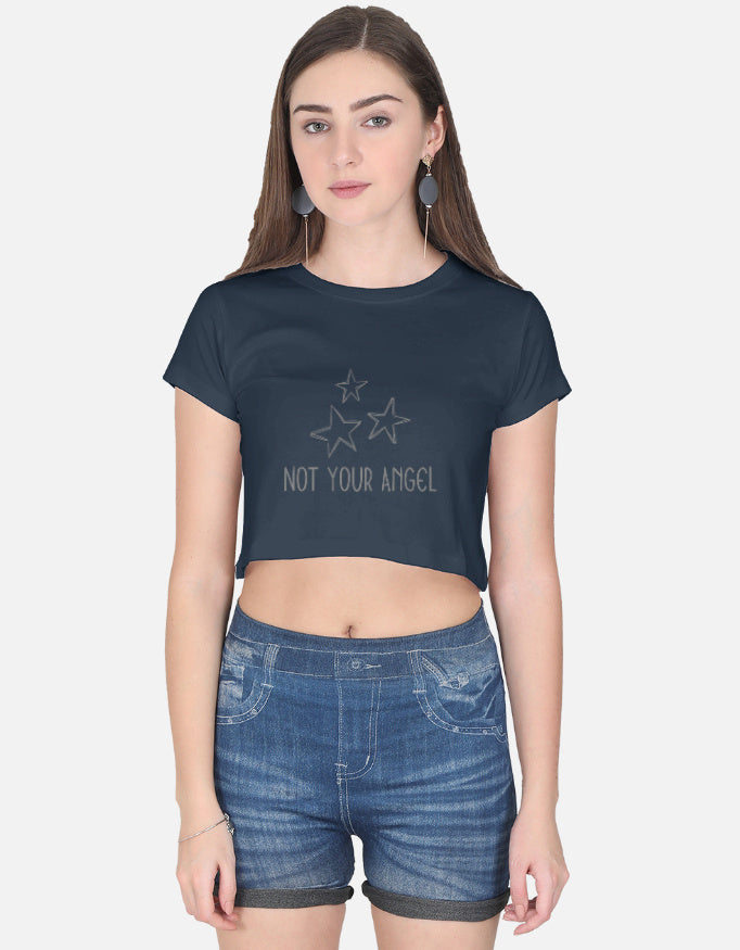 Not Your Angel Crop Top cotton fabric heavyweight fabric detail view by HAViT Apparel