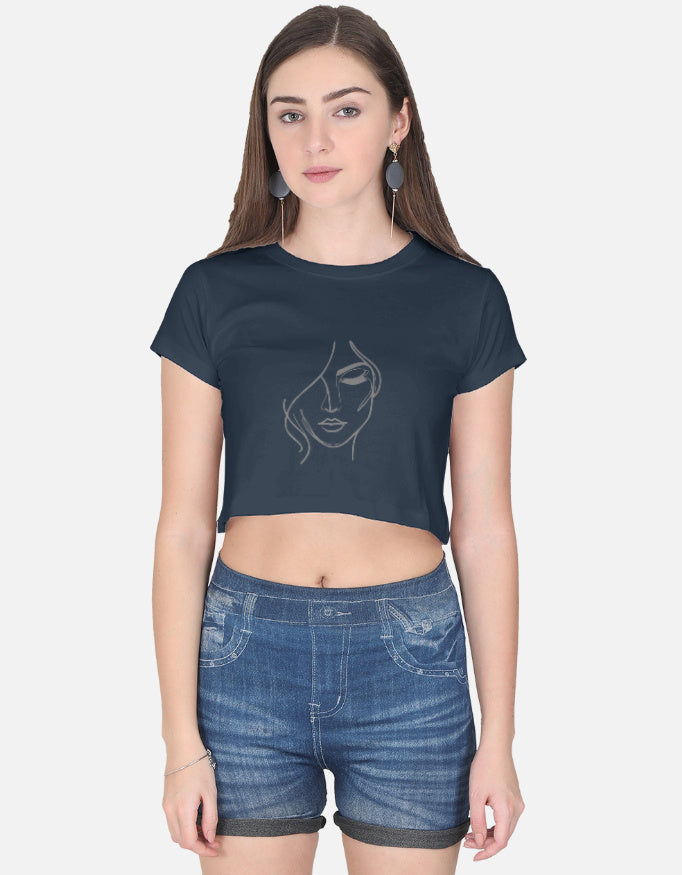 Minimal One-Line Face Crop Tee cotton fabric heavyweight fabric detail view by HAViT Apparel