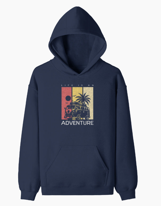 Adventure- Pullover Hoodie hoodie regular fit cotton fabric heavyweight fabric detail view by HAViT Apparel
