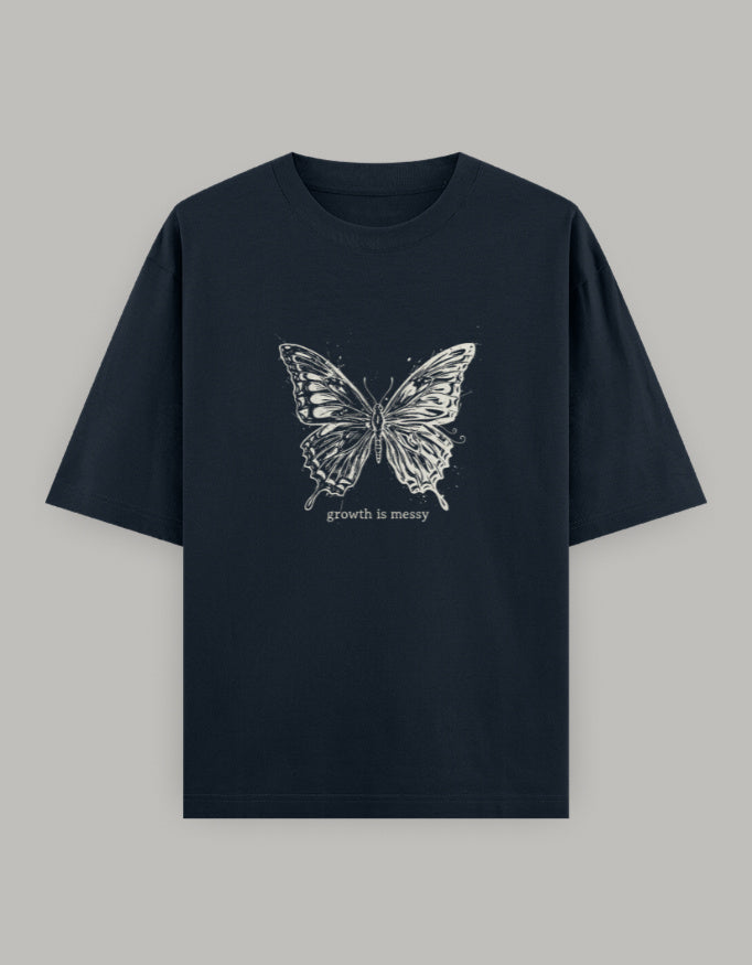 Transformation Statement Oversized Tee t-shirt oversized fit cotton fabric heavyweight fabric graphic print printed design detail view by HAViT Apparel
