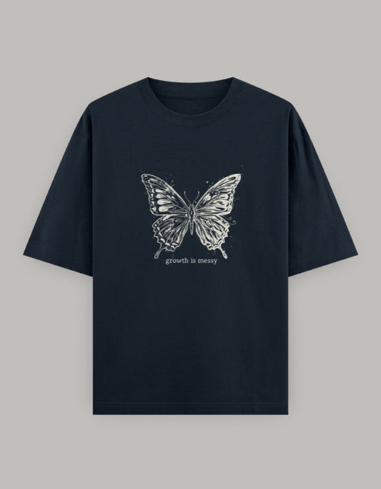 Transformation Statement Oversized Tee t-shirt oversized fit cotton fabric heavyweight fabric graphic print printed design detail view by HAViT Apparel