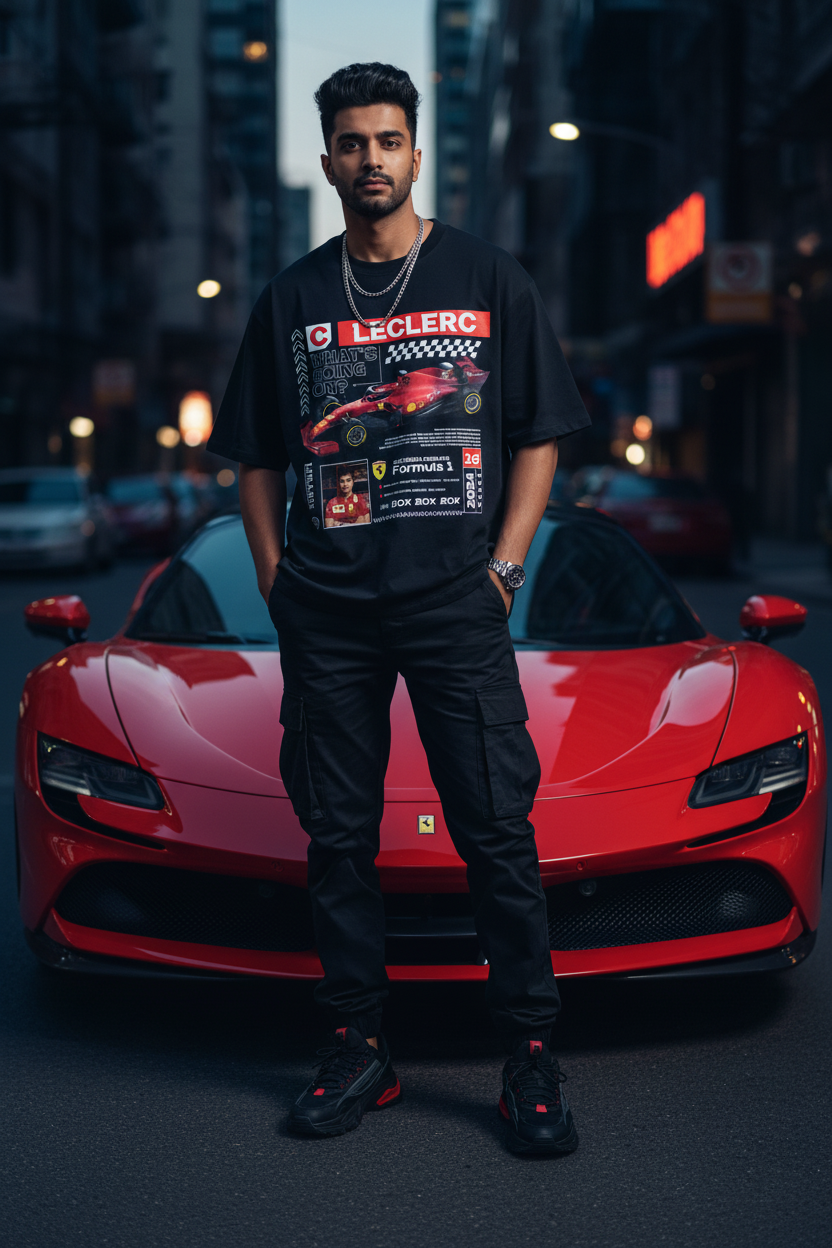 Charles Leclerc – Ferrari F1 Race Edition Oversized T-Shirt