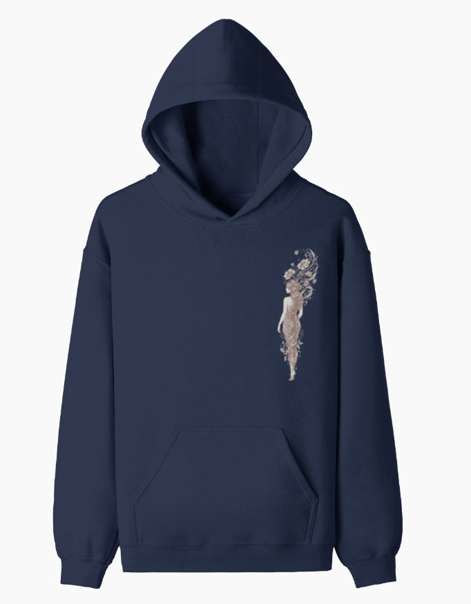 Floral Spirit- Pullover Hoodie hoodie regular fit cotton fabric heavyweight fabric detail view by HAViT Apparel