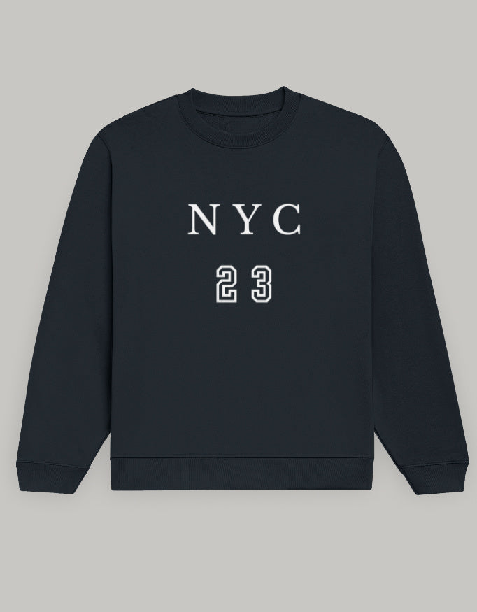 Men’s NYC23 Printed Sweatshirt sweatshirt regular fit cotton fabric heavyweight fabric graphic print printed design detail view by HAViT Apparel
