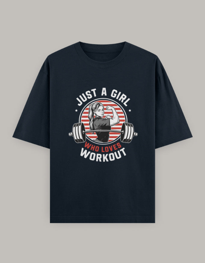 Girl Power Oversized Workout Tee t-shirt oversized fit detail view by HAViT Apparel