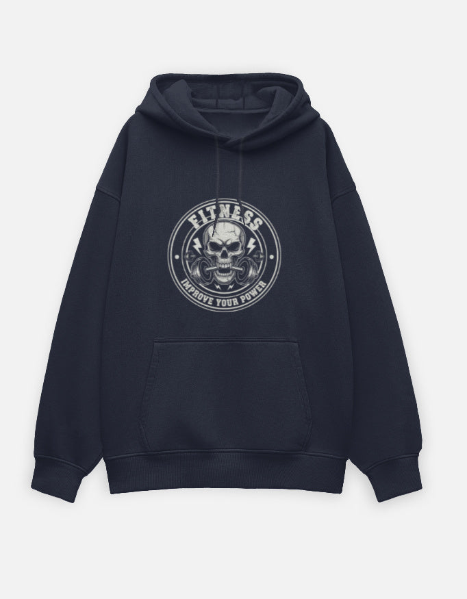 Fitness Improve Your Power- Oversized Hoodie hoodie oversized fit cotton fabric heavyweight fabric detail view by HAViT Apparel