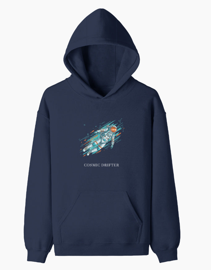 Cosmic Drifter- Pullover Hoodie sweatshirt regular fit cotton fabric heavyweight fabric detail view by HAViT Apparel