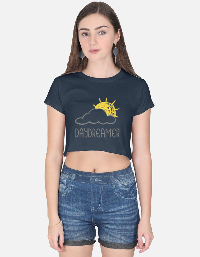 Cloudy Daydream Crop Tee cotton fabric heavyweight fabric detail view by HAViT Apparel