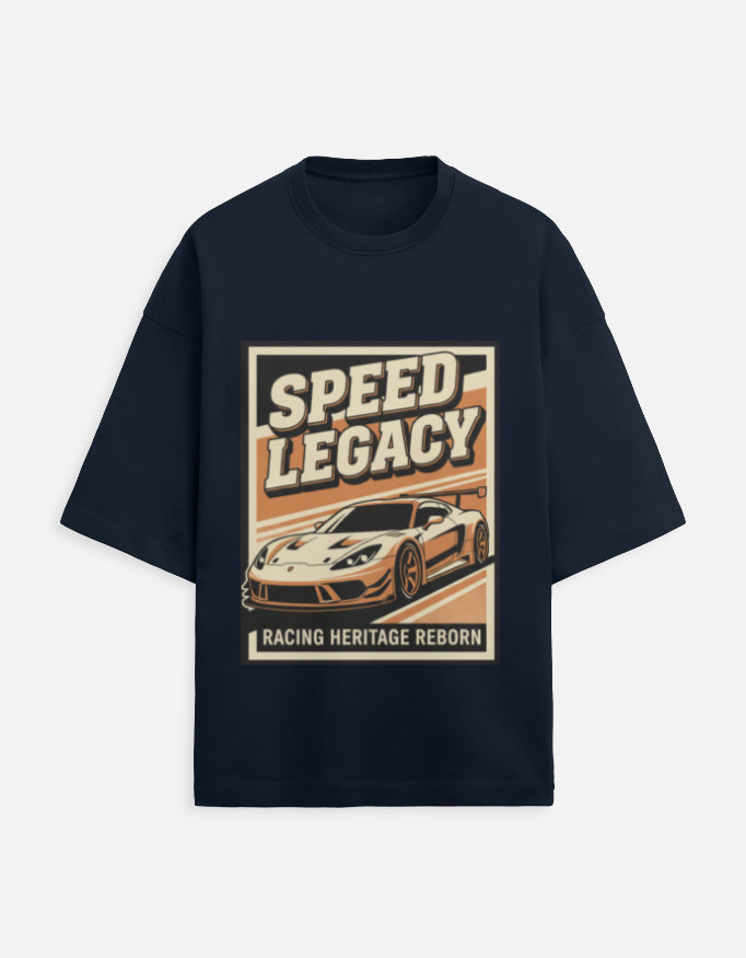 Speed Legacy Oversized Terry Tshirt oversized fit cotton fabric heavyweight fabric graphic print printed design detail view by HAViT Apparel