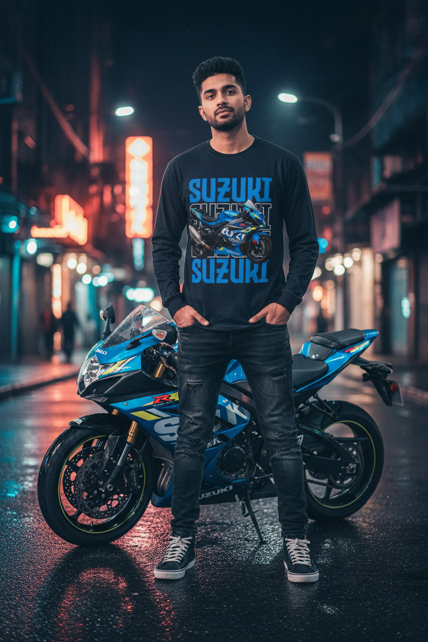 Suzuki Blue Racer – Men’s Full Sleeve T-Shirt