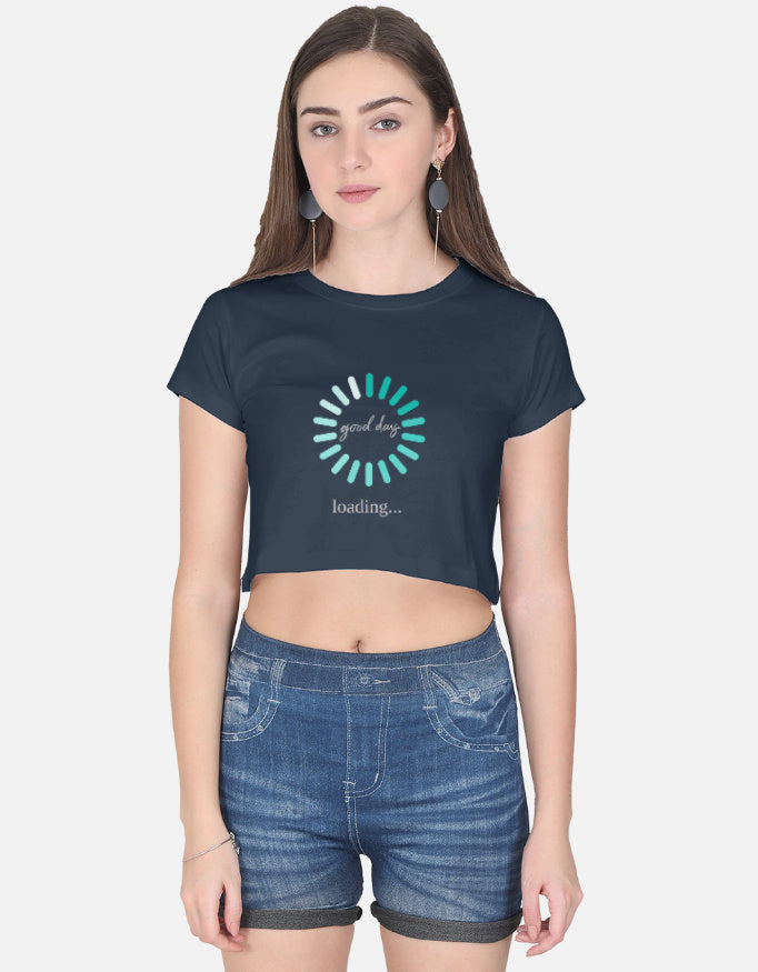 Loading a Good Day Crop Tee cotton fabric heavyweight fabric detail view by HAViT Apparel