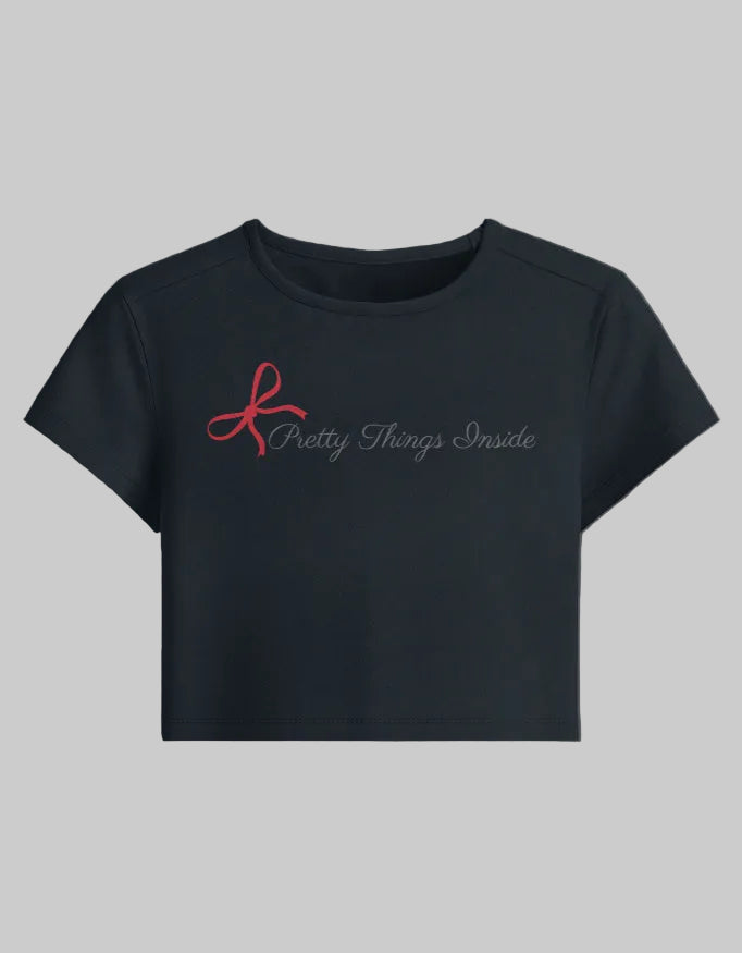 Pretty Things Baby Tee cotton fabric heavyweight fabric detail view by HAViT Apparel