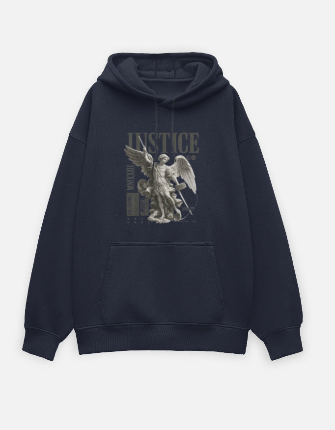 Divine Justice- Oversized Hoodie hoodie oversized fit cotton fabric heavyweight fabric detail view by HAViT Apparel