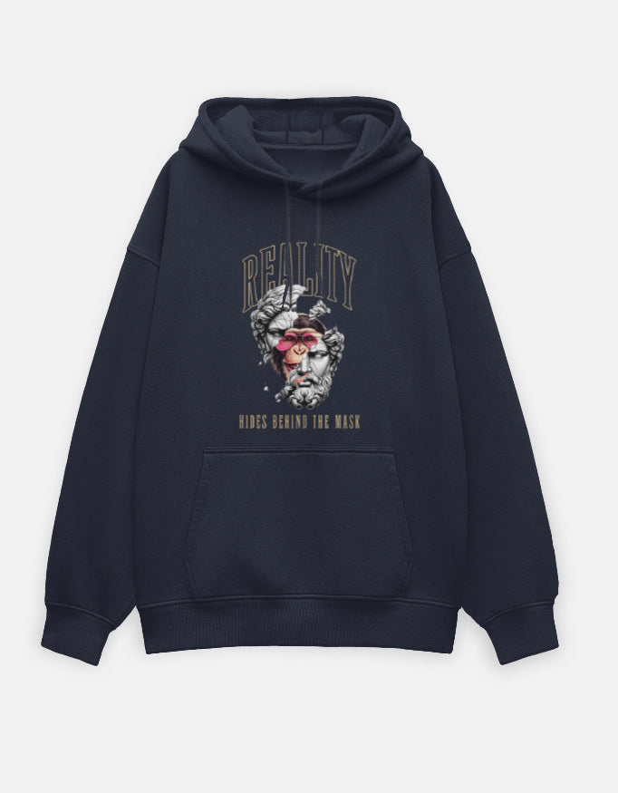 Reality- Oversized Hoodie hoodie oversized fit cotton fabric heavyweight fabric detail view by HAViT Apparel