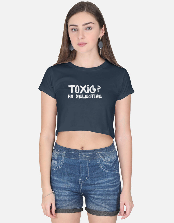 Minimal Toxic Vibes Crop Tee cotton fabric heavyweight fabric detail view by HAViT Apparel