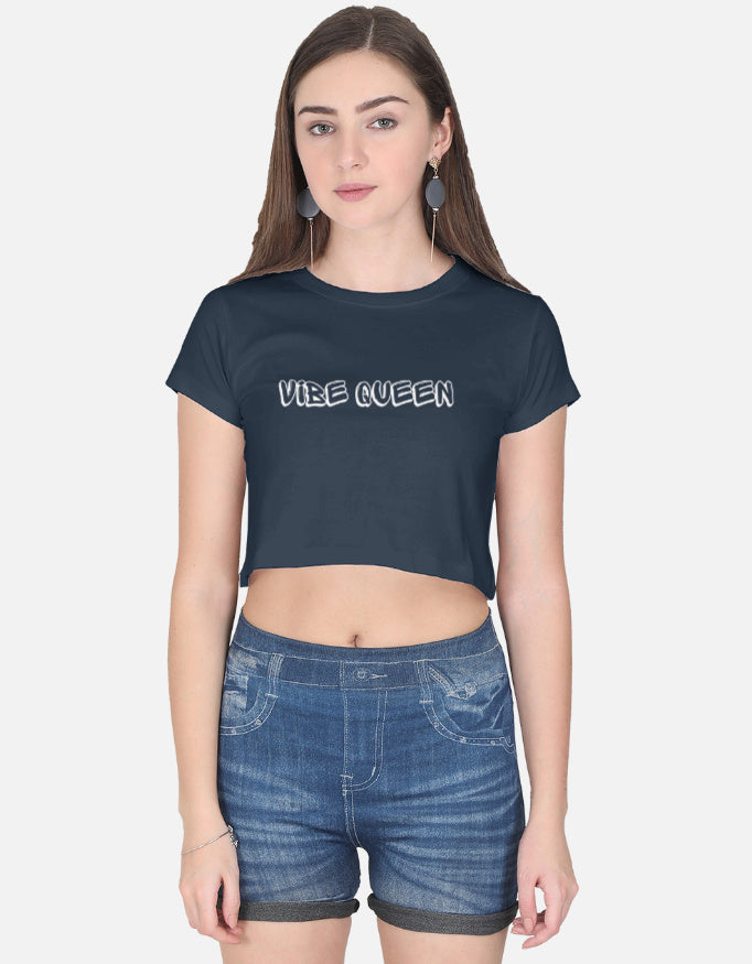 Vibe Queen Crop Top cotton fabric heavyweight fabric detail view by HAViT Apparel
