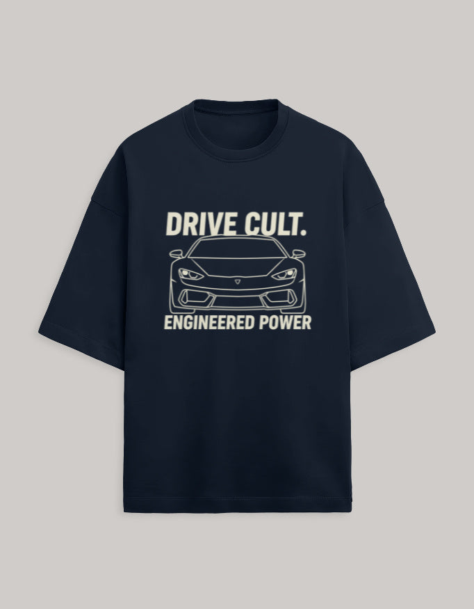 Drive Cult – Engineered Power Oversized Terry Tshirt oversized fit cotton fabric heavyweight fabric graphic print printed design detail view by HAViT Apparel