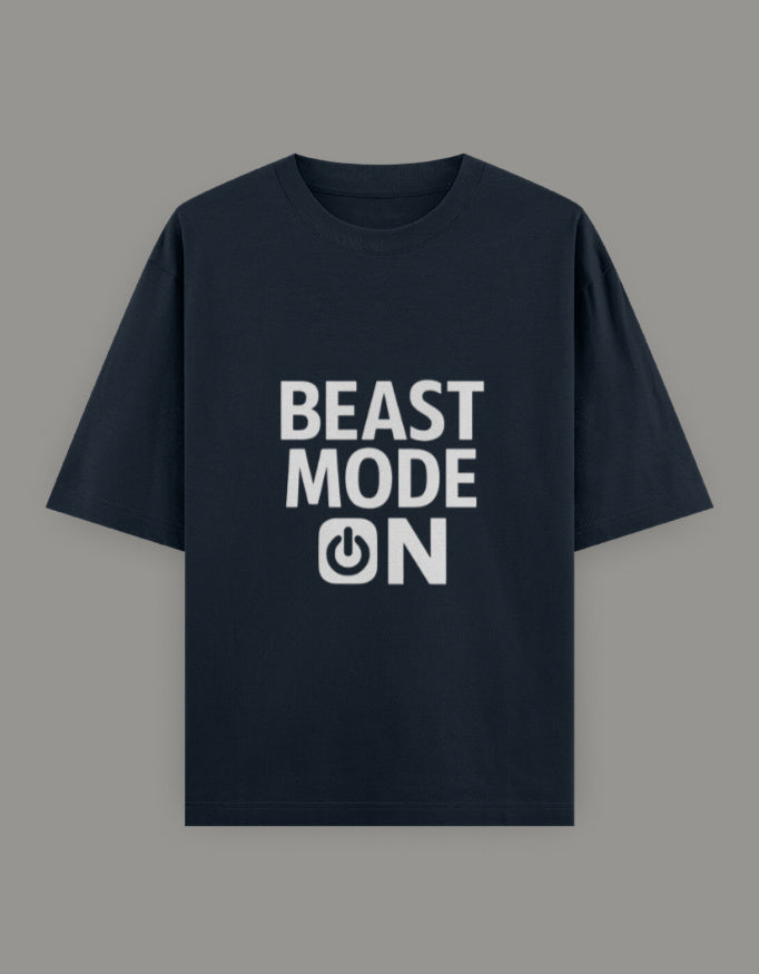 Bold Beast Mode Classic Oversize tee t-shirt oversized fit printed design detail view by HAViT Apparel