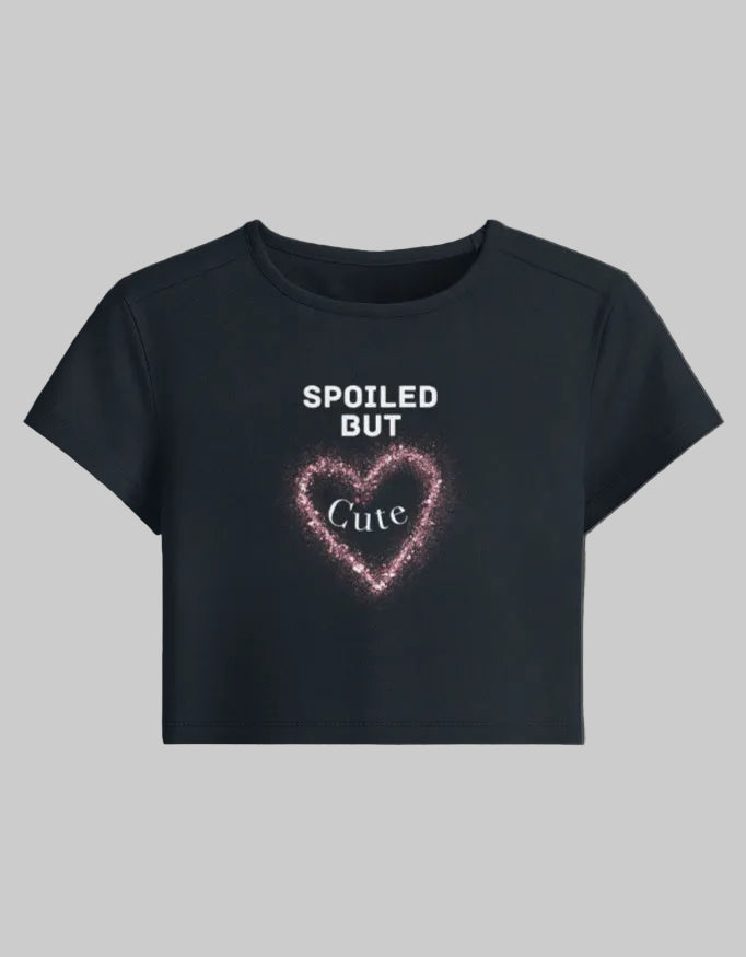 Spoiled But Cute Baby Tee cotton fabric heavyweight fabric detail view by HAViT Apparel