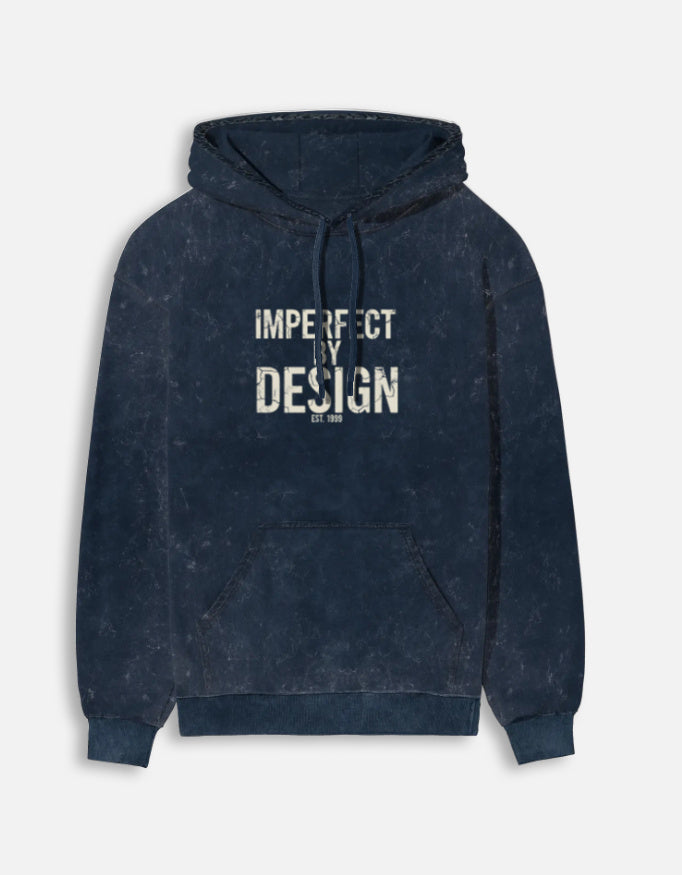 Imperfect By Design Acid Washed Hoodie oversized fit acid washed cotton fabric heavyweight fabric detail view by HAViT Apparel