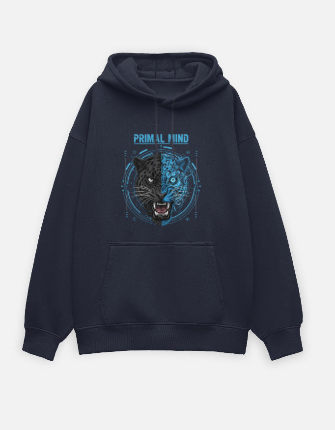 Primal Mind- Oversized Hoodie sweatshirt oversized fit cotton fabric heavyweight fabric detail view by HAViT Apparel