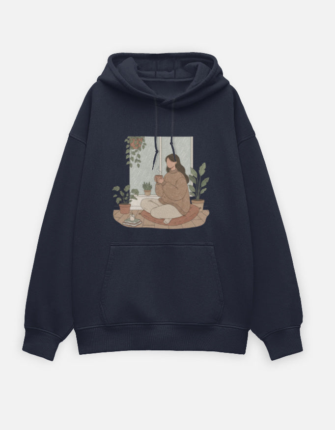 Warm Within Oversized Hoodie hoodie oversized fit cotton fabric heavyweight fabric detail view by HAViT Apparel