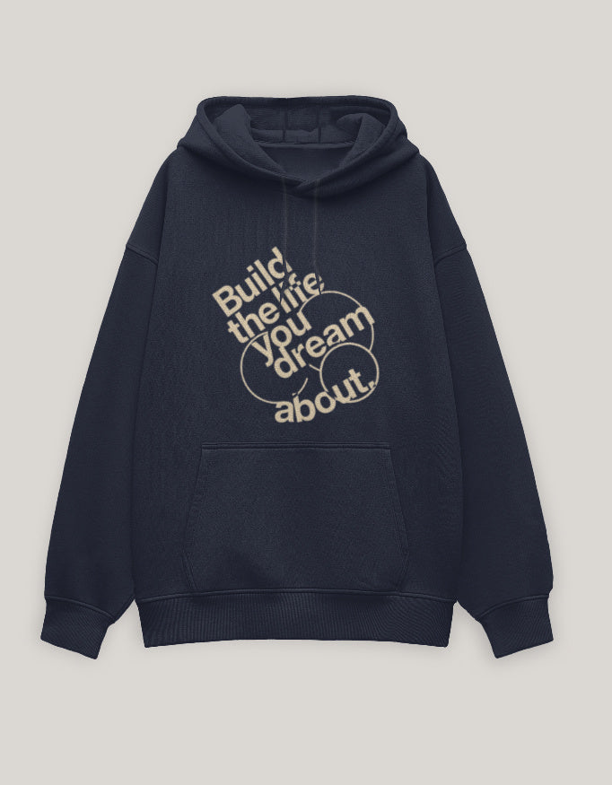 Build The Life You Dream About – Unisex Oversized Hoodie hoodie oversized fit cotton fabric heavyweight fabric detail view by HAViT Apparel