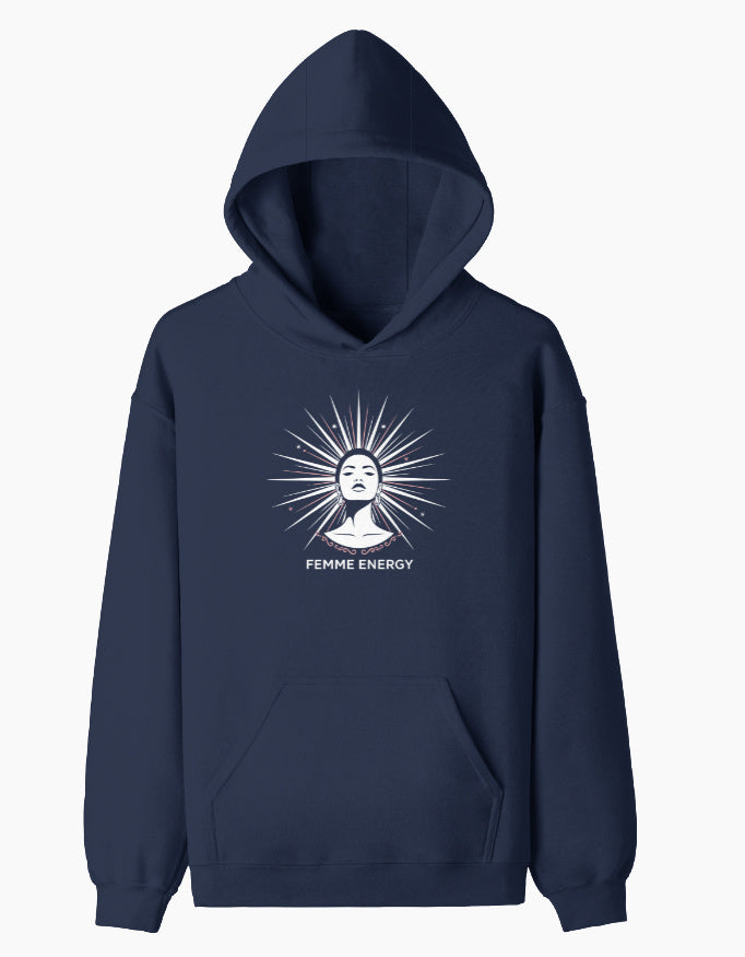 Femme Energy- Pullover Hoodie hoodie regular fit cotton fabric heavyweight fabric detail view by HAViT Apparel