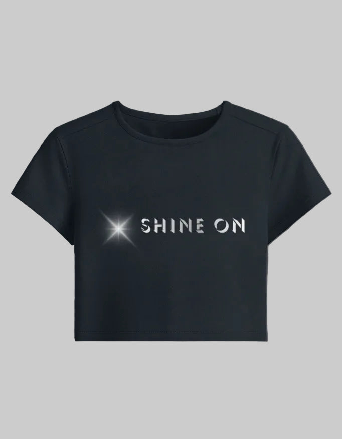 Shine On Baby Tee – Positive Vibes cotton fabric heavyweight fabric detail view by HAViT Apparel
