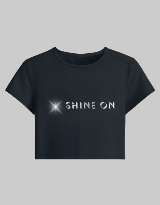 Shine On Baby Tee – Positive Vibes cotton fabric heavyweight fabric detail view by HAViT Apparel