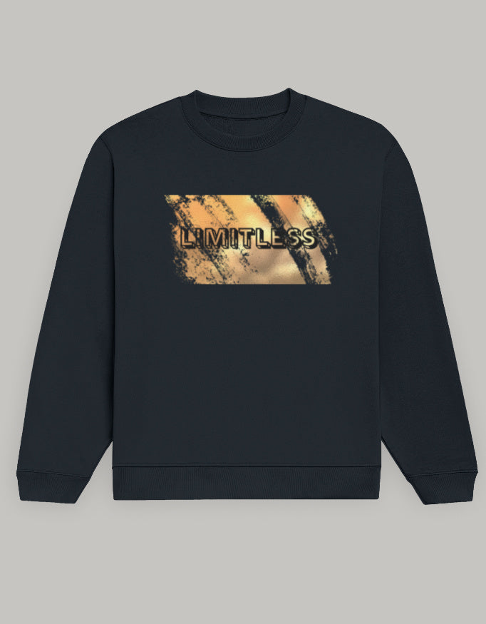 Limitless Graphic Women’s Sweatshirt – Brush Paint Edition sweatshirt regular fit cotton fabric heavyweight fabric printed design detail view by HAViT Apparel