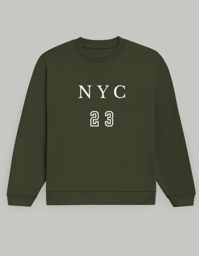 Men’s NYC23 Printed Sweatshirt sweatshirt regular fit cotton fabric heavyweight fabric graphic print printed design detail view by HAViT Apparel