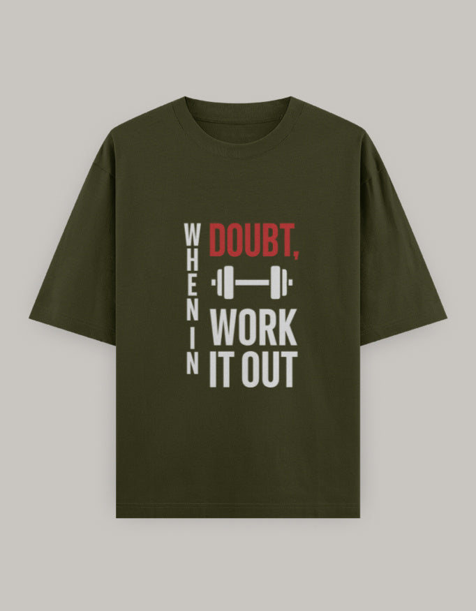 Work It Out Classic Oversized Fit t-shirt oversized fit detail view by HAViT Apparel