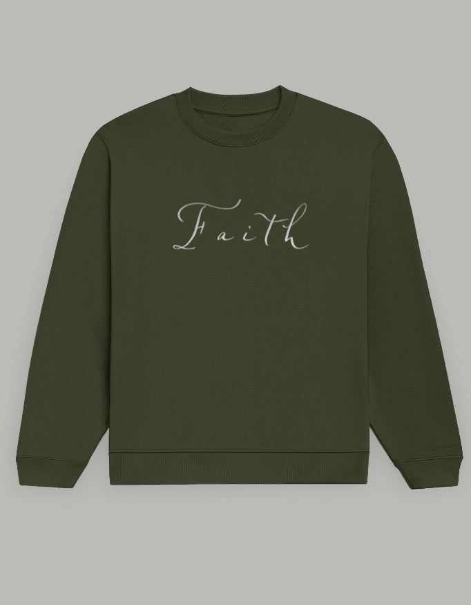 Faith Inspired Comfort Fit Sweatshirt sweatshirt regular fit cotton fabric heavyweight fabric printed design detail view by HAViT Apparel