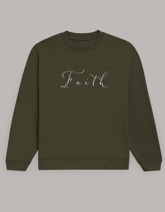 Faith Inspired Comfort Fit Sweatshirt sweatshirt regular fit cotton fabric heavyweight fabric printed design detail view by HAViT Apparel