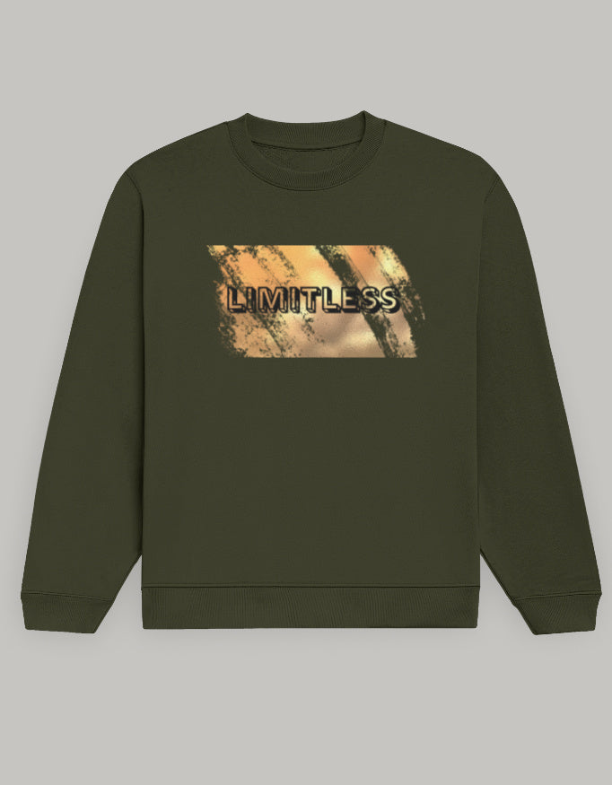 Limitless Graphic Women’s Sweatshirt – Brush Paint Edition sweatshirt regular fit cotton fabric heavyweight fabric printed design detail view by HAViT Apparel
