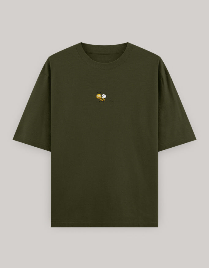 Sweet Sting Embroidered Oversized Women’s Tee t-shirt oversized fit cotton fabric heavyweight fabric embroidered design detail view by HAViT Apparel