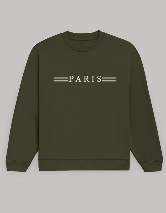 Men’s Paris Graphic Sweatshirt – Classic City Print sweatshirt regular fit cotton fabric heavyweight fabric graphic print printed design detail view by HAViT Apparel