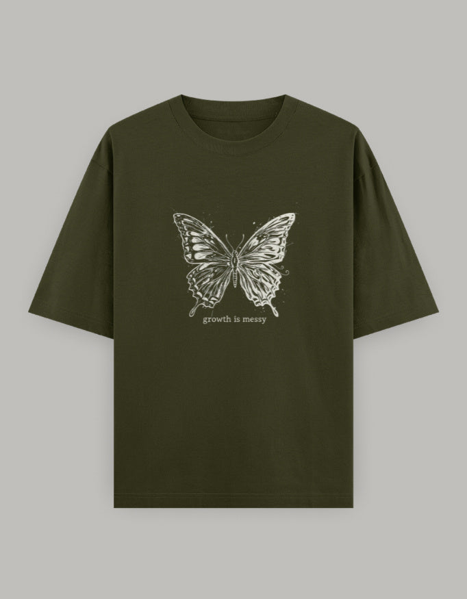 Transformation Statement Oversized Tee t-shirt oversized fit cotton fabric heavyweight fabric graphic print printed design detail view by HAViT Apparel