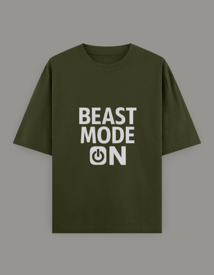 Bold Beast Mode Classic Oversize tee t-shirt oversized fit printed design detail view by HAViT Apparel